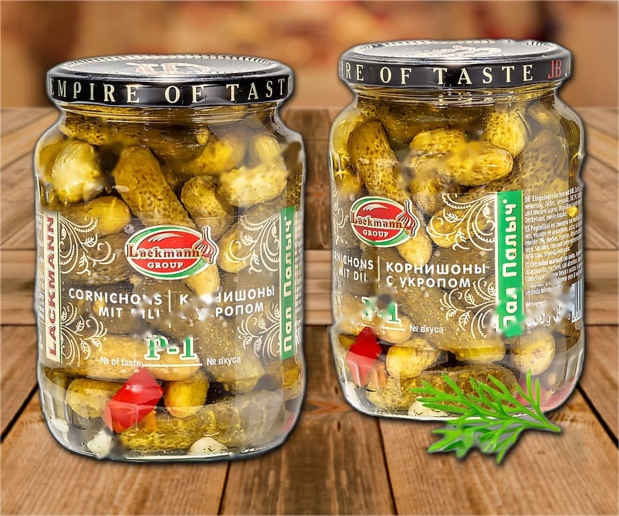 Cetriolini sottaceto P-1, con aneto, 680 g (peso sgocciolato 360 g)