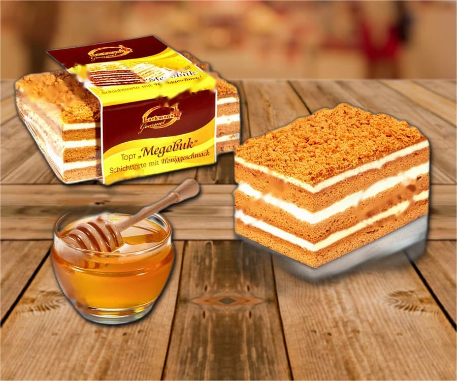 Layer cake with honey flavour, frozen