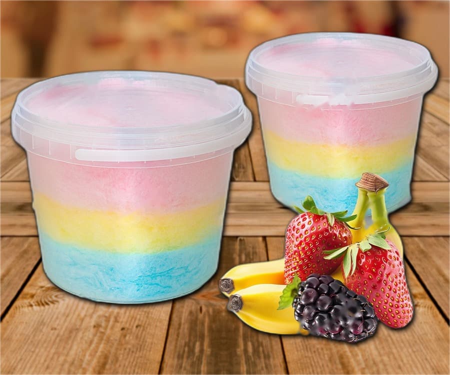 Zucchero filato al gusto di fragola, mora e banana 850 ml