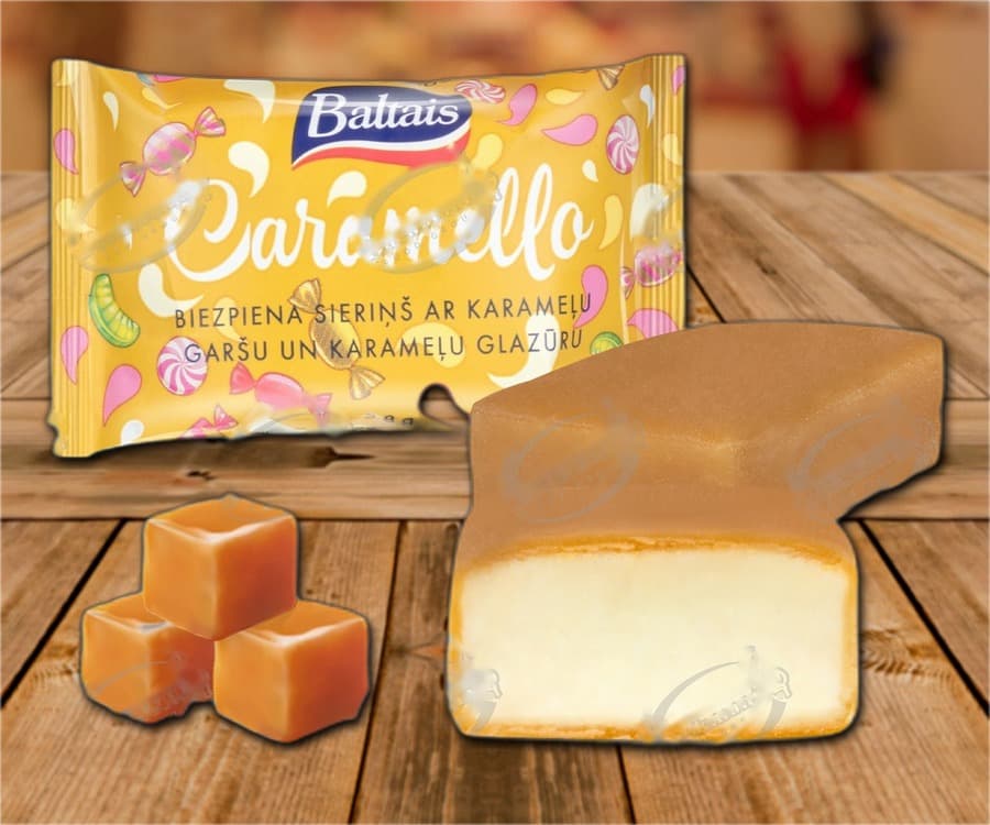 Barrette di formaggio fresco al gusto di caramello e ricoperte di caramello