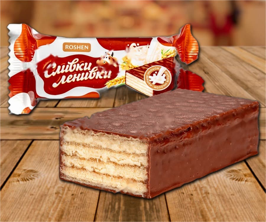 Конфеты «Ленивая корова» — вафли с молочной начинкой в ​​какао-покрытии.