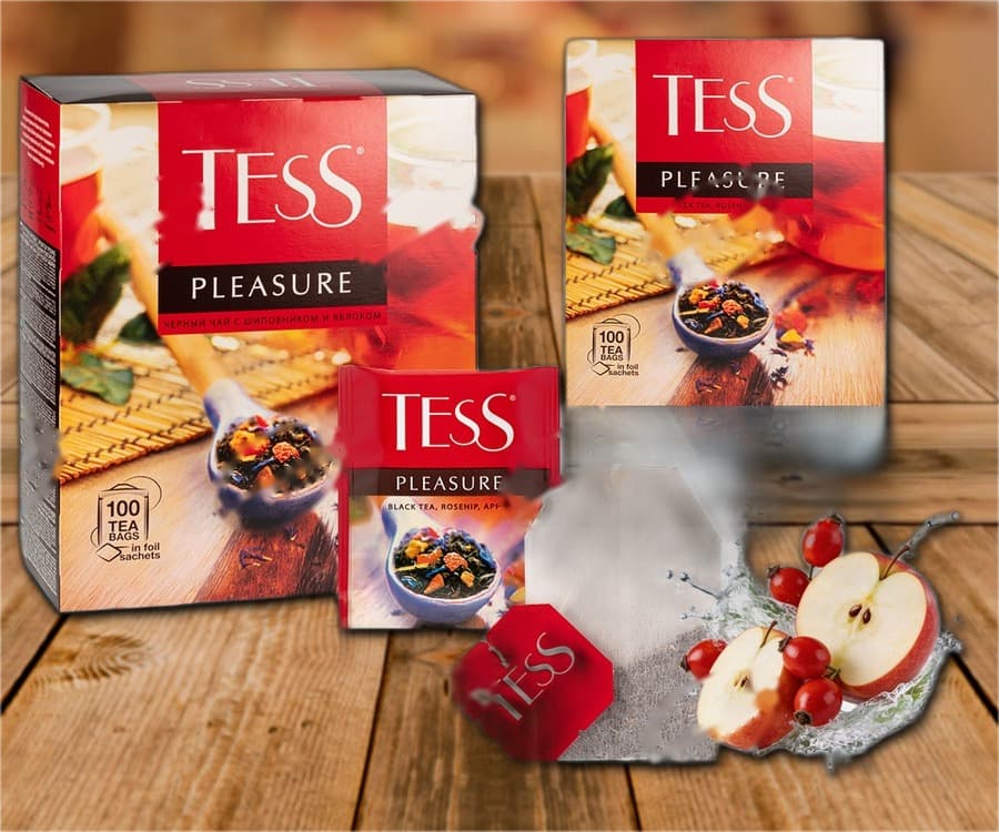 Черный чай со вкусом шиповника и яблока, рассыпной, 100х1,5 г