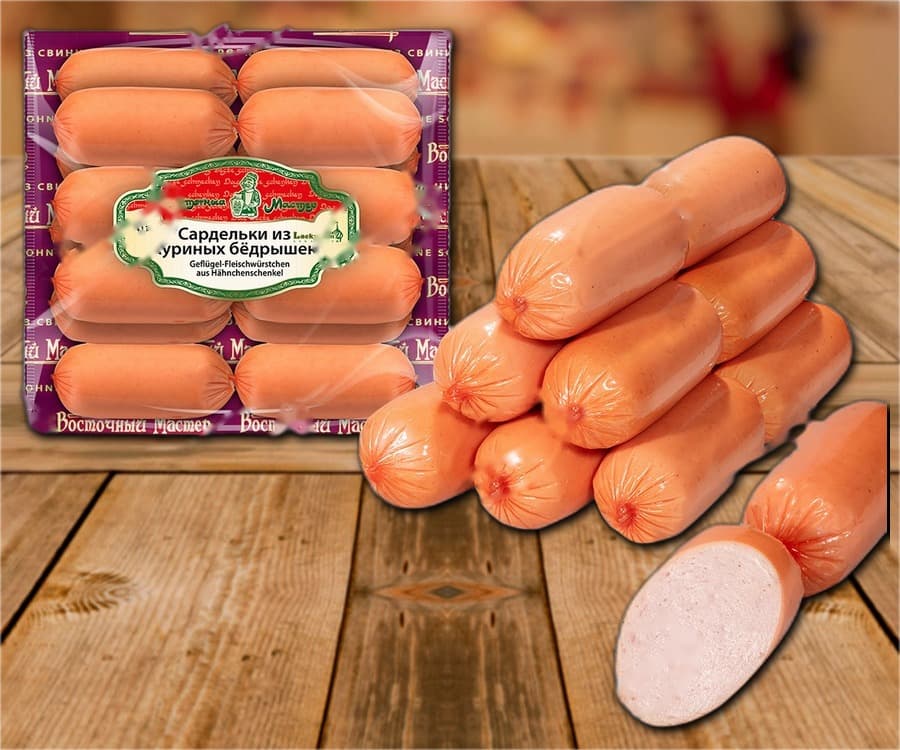 Сосиски из куриного и говяжьего мяса
