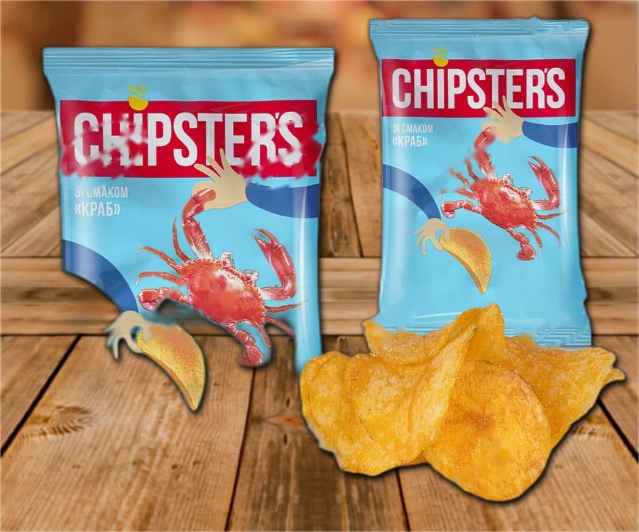 Potato crisps with crab flavour