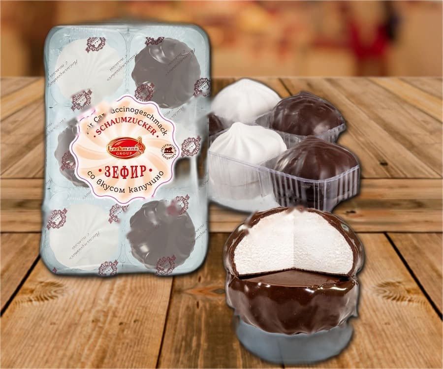 Marshmallow ricoperti di cacao, al gusto di cappuccino