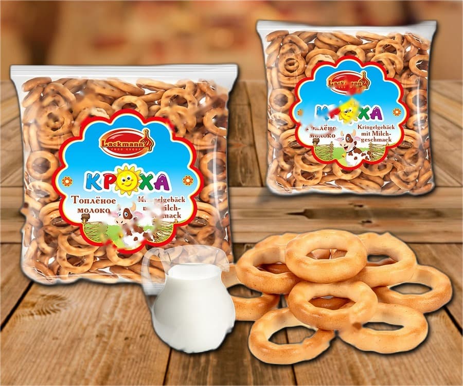 Mini croccanti anelli Krokha al gusto di latte cotto