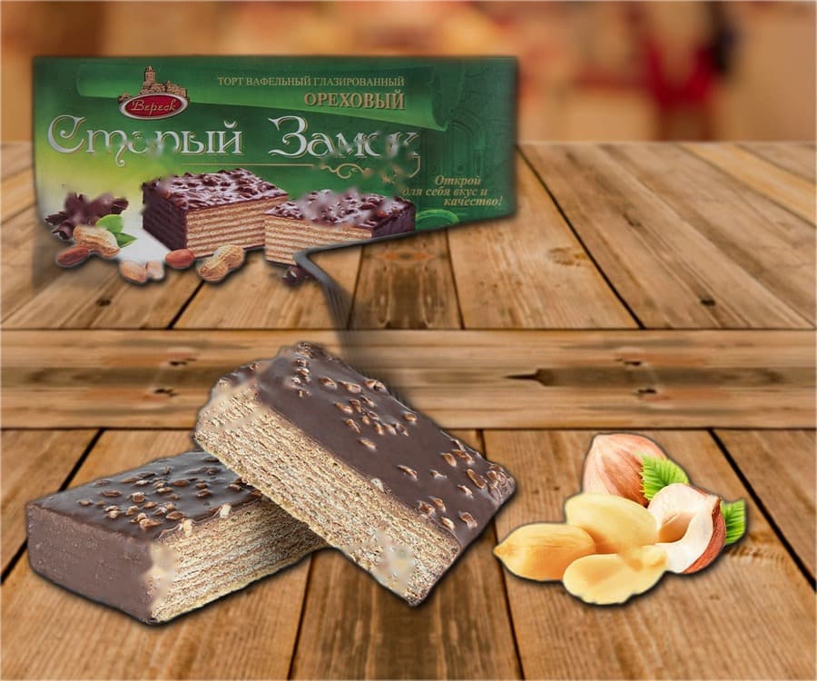 Gaufre aux noix enrobée de chocolat Orekhovyj
