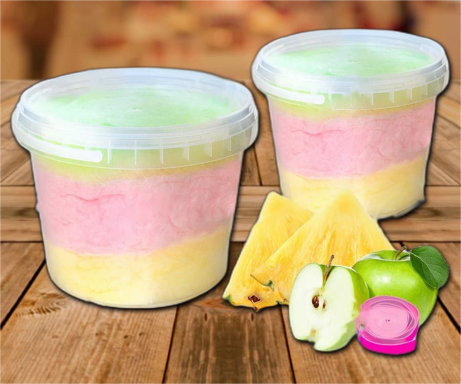 Zucchero filato al cocco, ananas, gomma da masticare e mela 850 ml